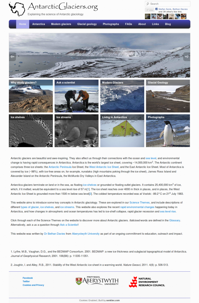 AntarcticGlaciers.org screenshot